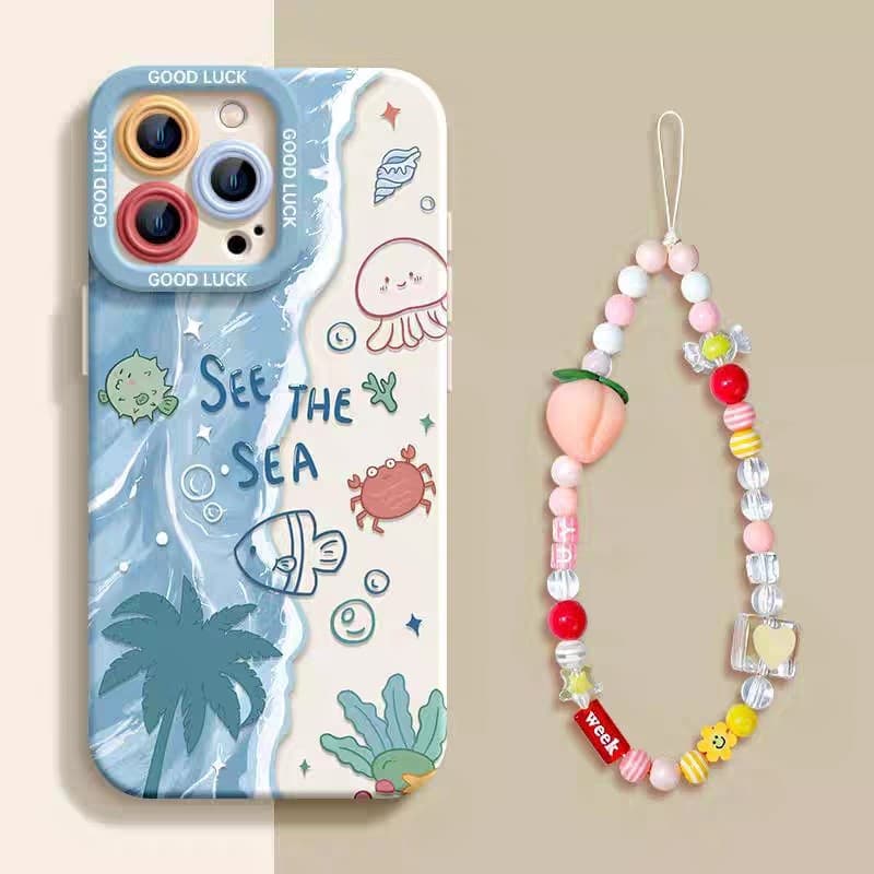 เคสไอโฟน13 สำหรับ iPhone 11 15 13 16 12 14 Pro Max 8 7 14 16 15 Plus XR XS X Max SE 2020 สร้อยข้อมือปลาทะเลสดใหม่แฟชั่น รูปที่ 9