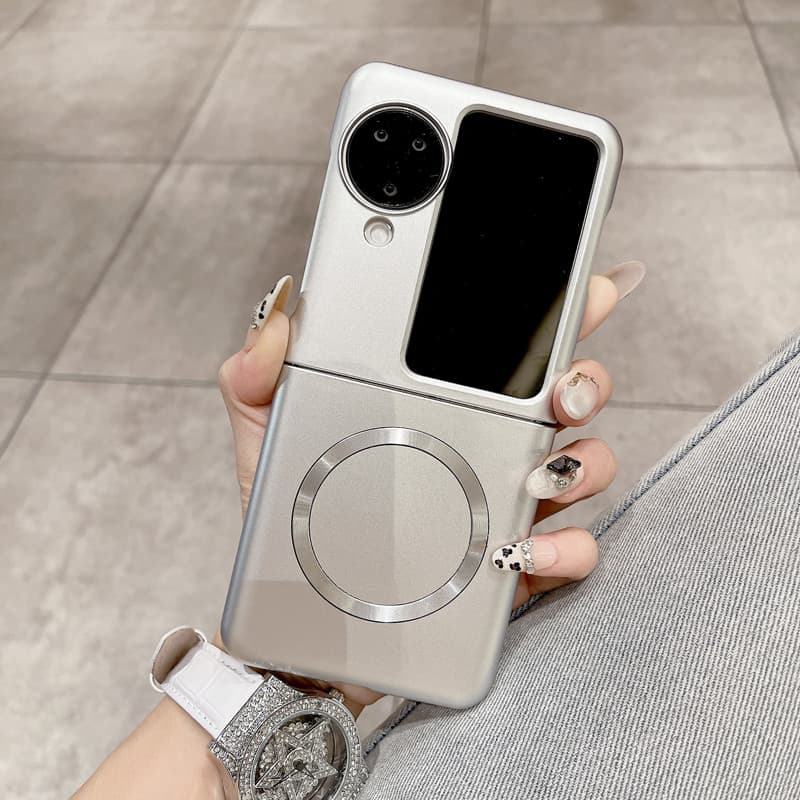 หรูหราบางเฉียบสีเมทัลลิคเคสโทรศัพท์สําหรับ ต่อต้าน ค้นหา N3 พลิก N2 พลิกแม่เหล็กชาร์จไร้สายเคลือบป้องกันลายนิ้วมือปกฮาร์ดพีซีเชลล์ รูปที่ 3