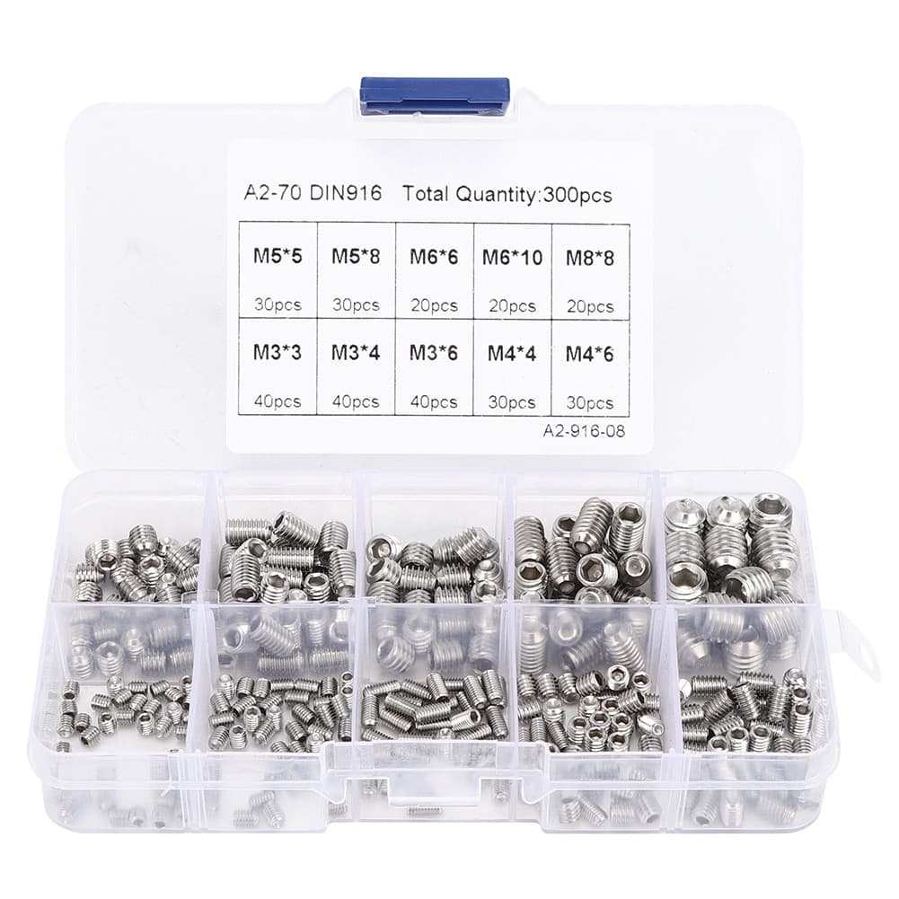 300 ชิ้นชุดชุด M3/M4 M5 M6 M8 Hex Socket Grub สกรู รูปที่ 3