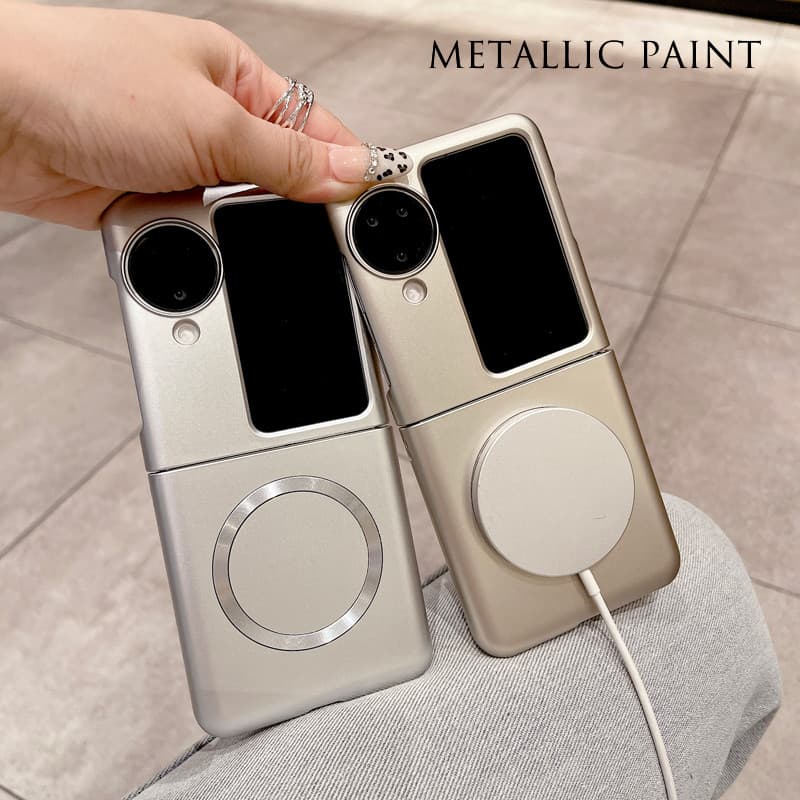 หรูหราบางเฉียบสีเมทัลลิคเคสโทรศัพท์สําหรับ ต่อต้าน ค้นหา N3 พลิก N2 พลิกแม่เหล็กชาร์จไร้สายเคลือบป้องกันลายนิ้วมือปกฮาร์ดพีซีเชลล์ รูปที่ 1