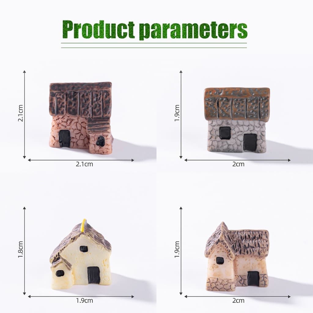 4ชิ้น โมเดลบ้านจิ๋ว เรซิ่น เครื่องประดับสวนบอนไซ ตกแต่งสวน DIY ขนาดเล็ก รูปที่ 2