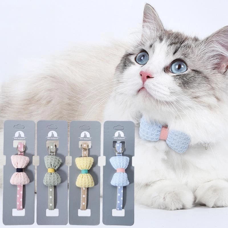 4 สี ปลอกคอแมว สไตล์ญี่ปุ่น ปลอกคอโบว์ Pet Collar ป้องกันการสูญหาย CW113 รูปที่ 2