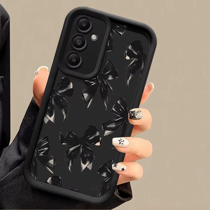 เคส For Samsung A06 A16 A54 A55 A05 A05S A15 A35 A53 A52 A12 A56 A32 A13 A14 A36 A26 เคสซิลิโคนอ่อนนุ่ม ลายโบว์สีชมพู รูปที่ 2