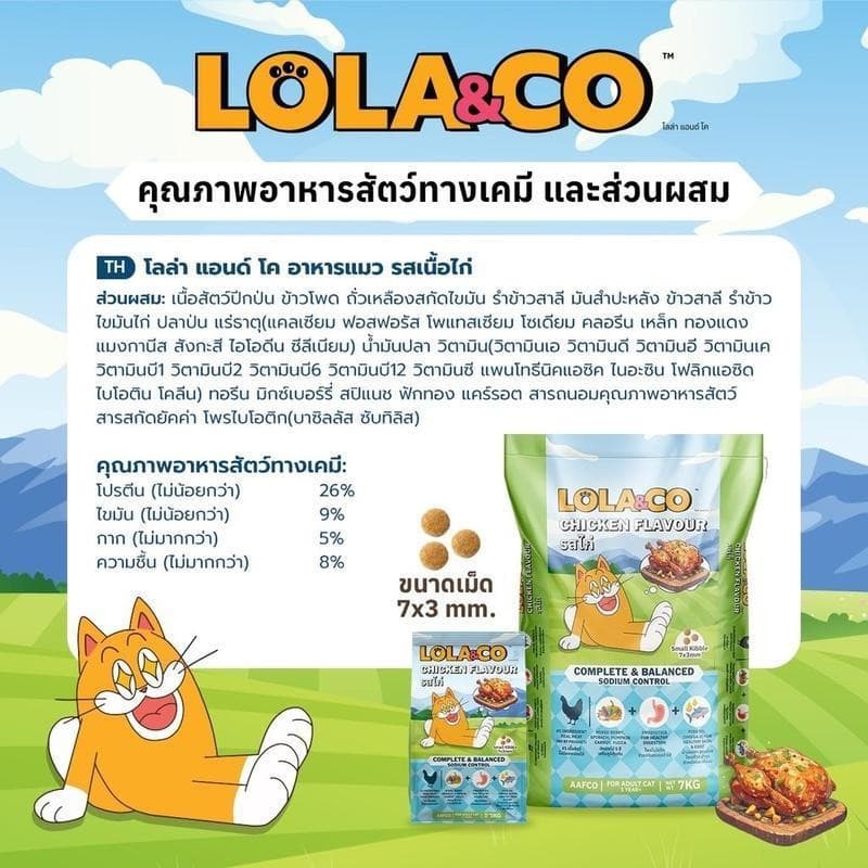 Lola&Co อาหารเม็ดแมว สำหรับแมวโต ปราศจากผลพลอยได้ อุดมด้วยผลไม้ 5 สี ดีต่อสุขภาพ ขนาด 1 kg รูปที่ 5