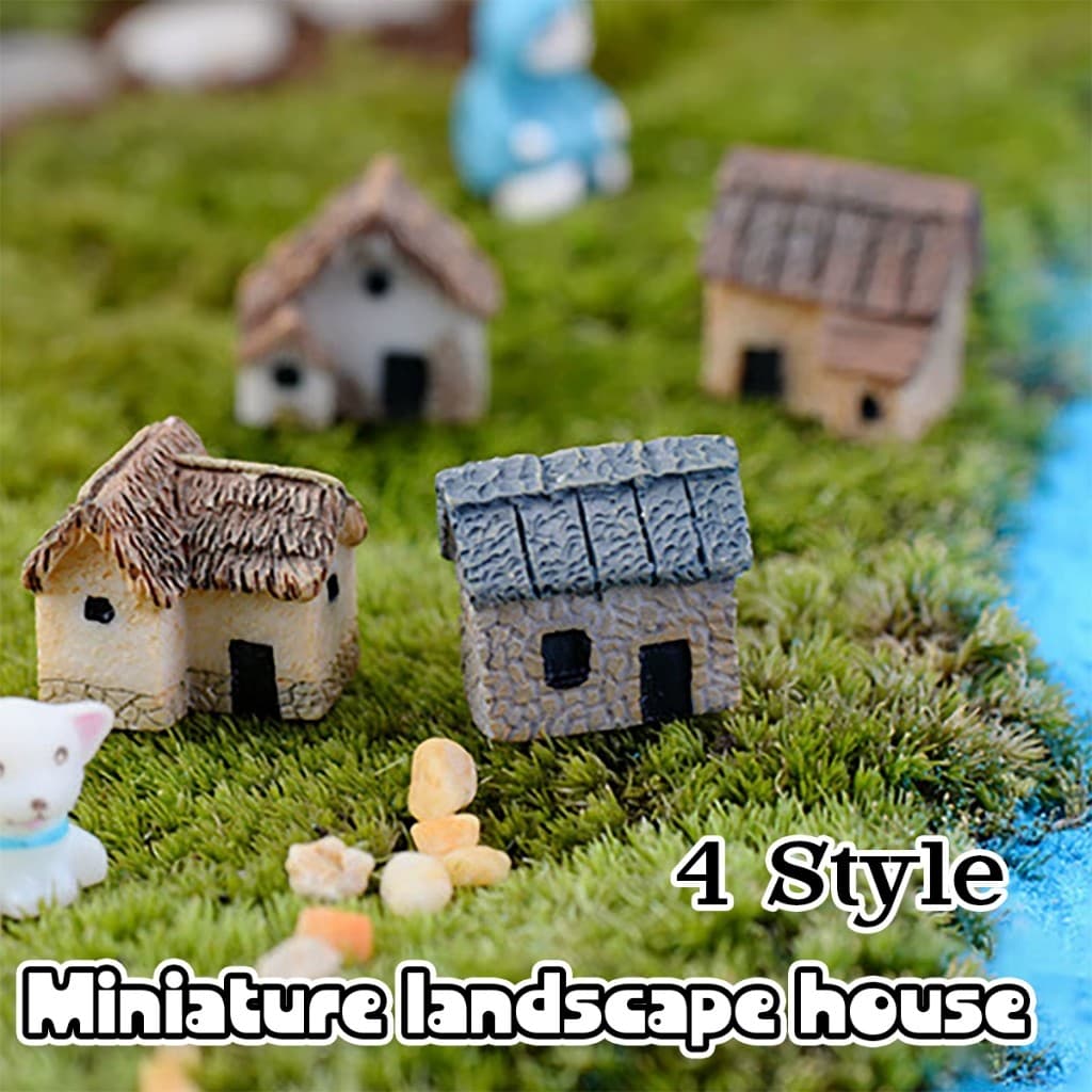 4ชิ้น โมเดลบ้านจิ๋ว เรซิ่น เครื่องประดับสวนบอนไซ ตกแต่งสวน DIY ขนาดเล็ก รูปที่ 3