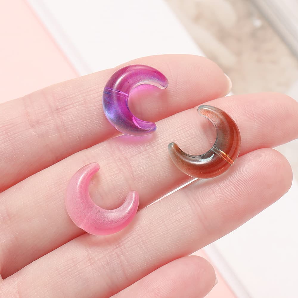 St.kunkka 10ชิ้น13 * 15mm ลูกปัดแก้วดวงจันทร์ลูกปัด ตัวเว้นวรรค ลูกปัดแนวนอนหลุมสามารถใช้ สําหรับทําเองสร้อยคอสร้อยข้อมือทํา รูปที่ 8