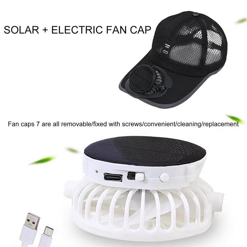 หมวกพัดลมพลังงานแสงอาทิตย์สำหรับฤดูร้อน ชาร์จอุปกรณ์ด้วย USB ป้องกัน UV ระบายอากาศได้ดี เหมาะสำหรับกิจกรรมกลางแจ้งและขี่จักรยาน รูปที่ 3