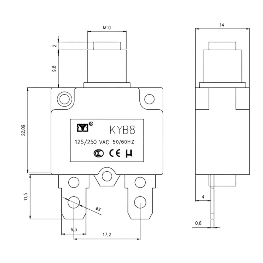 สวิตช์โอเวอร์โหลด Overload Switch Protector เบรกเกอร์ สวิทช์รีเซ็ต 3A 5A 6A 8A 10A 12A 15A 16A 20A 25A 30A รูปที่ 3