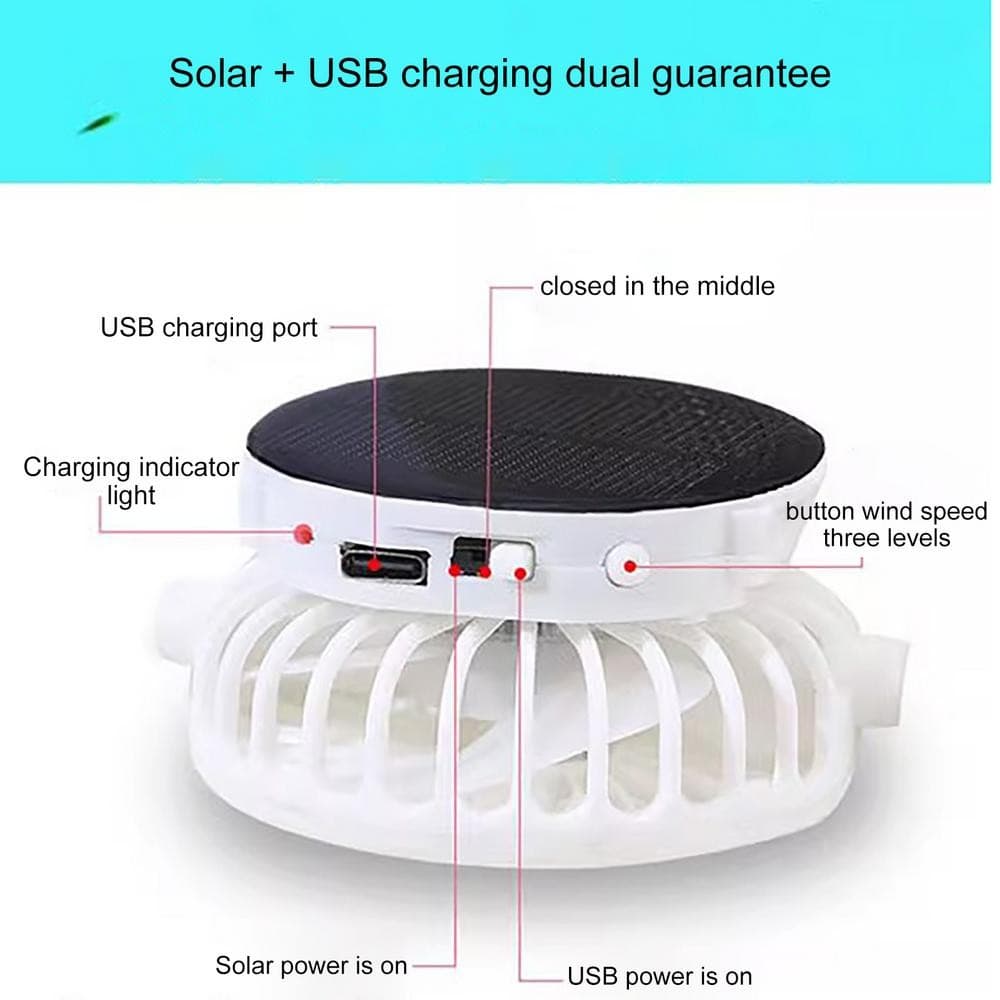 หมวกพัดลมพลังงานแสงอาทิตย์สำหรับฤดูร้อน ชาร์จอุปกรณ์ด้วย USB ป้องกัน UV ระบายอากาศได้ดี เหมาะสำหรับกิจกรรมกลางแจ้งและขี่จักรยาน รูปที่ 2