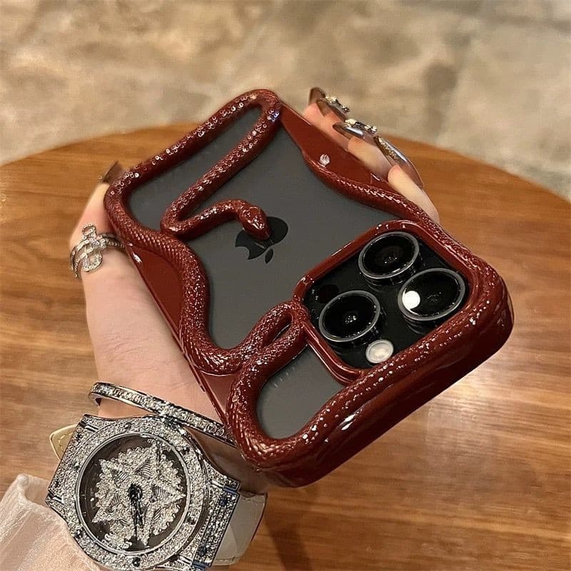 3d hollowed out เคสโทรศัพท์สีทองรูปงูสําหรับ iPhone 11 12 13 14 15 16 Pro Max Plus ปลอก Simple anti fall ปกอ่อนสําหรับ iPhone16Promax กรณี รูปที่ 9
