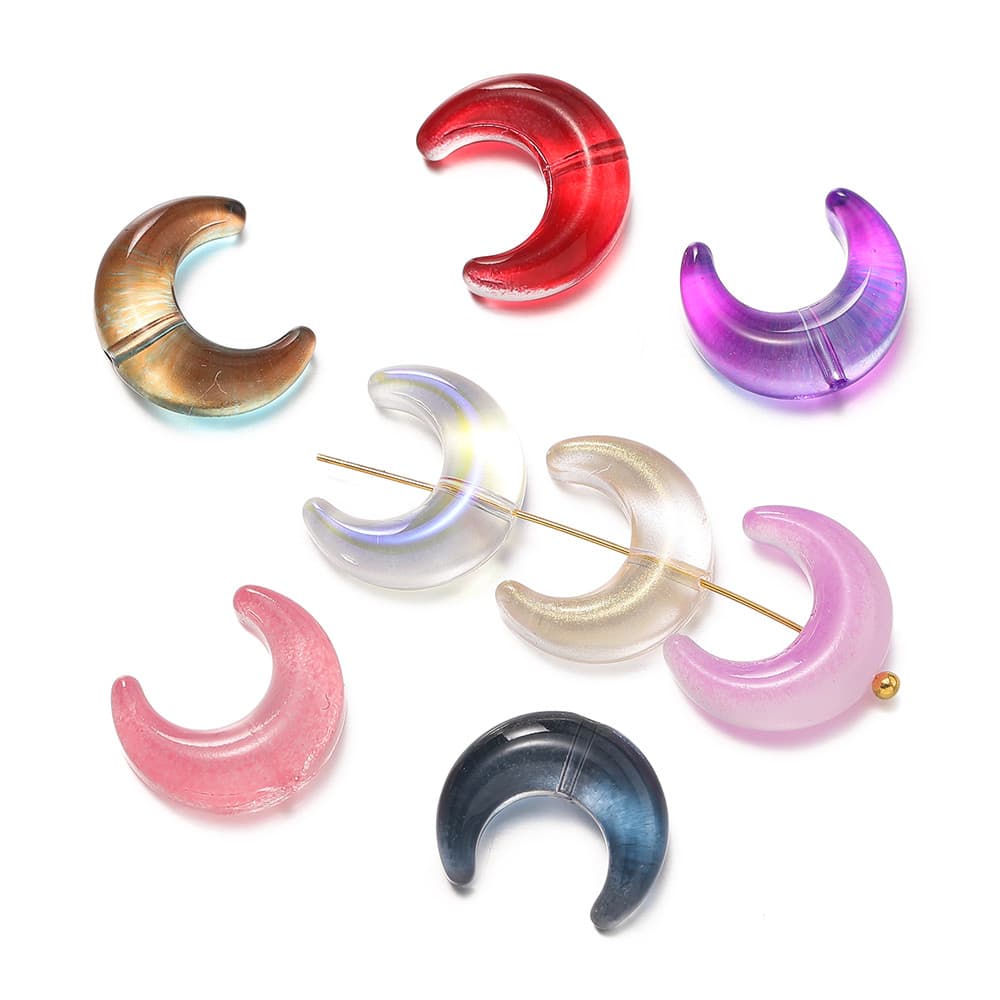 St.kunkka 10ชิ้น13 * 15mm ลูกปัดแก้วดวงจันทร์ลูกปัด ตัวเว้นวรรค ลูกปัดแนวนอนหลุมสามารถใช้ สําหรับทําเองสร้อยคอสร้อยข้อมือทํา รูปที่ 1