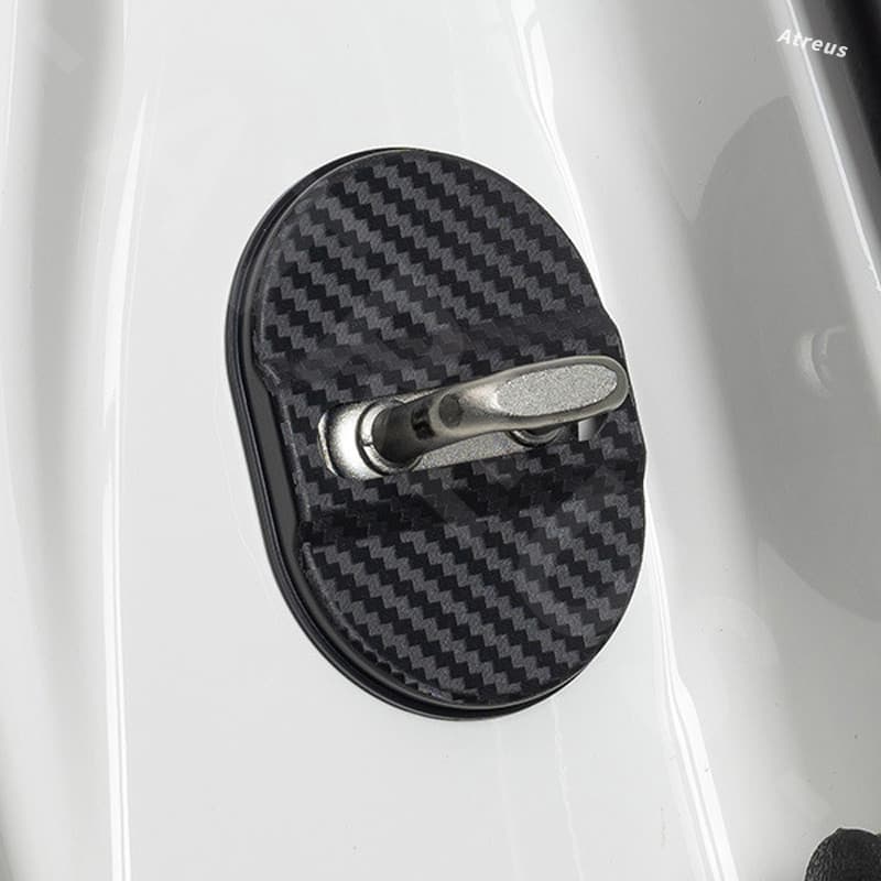 1/4 ชิ้น ISUZU คาร์บอนไฟเบอร์รถประตูล็อคป้องกันประตูล็อค Anti Scratch อุปกรณ์เสริมสําหรับ ISUZU Panther Elf Traga Dmax Mux Trooper MU7 Crosswind Panther Sportivo รูปที่ 8