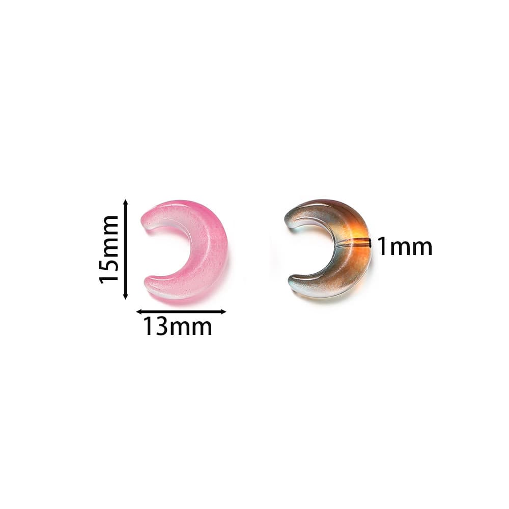 St.kunkka 10ชิ้น13 * 15mm ลูกปัดแก้วดวงจันทร์ลูกปัด ตัวเว้นวรรค ลูกปัดแนวนอนหลุมสามารถใช้ สําหรับทําเองสร้อยคอสร้อยข้อมือทํา รูปที่ 2