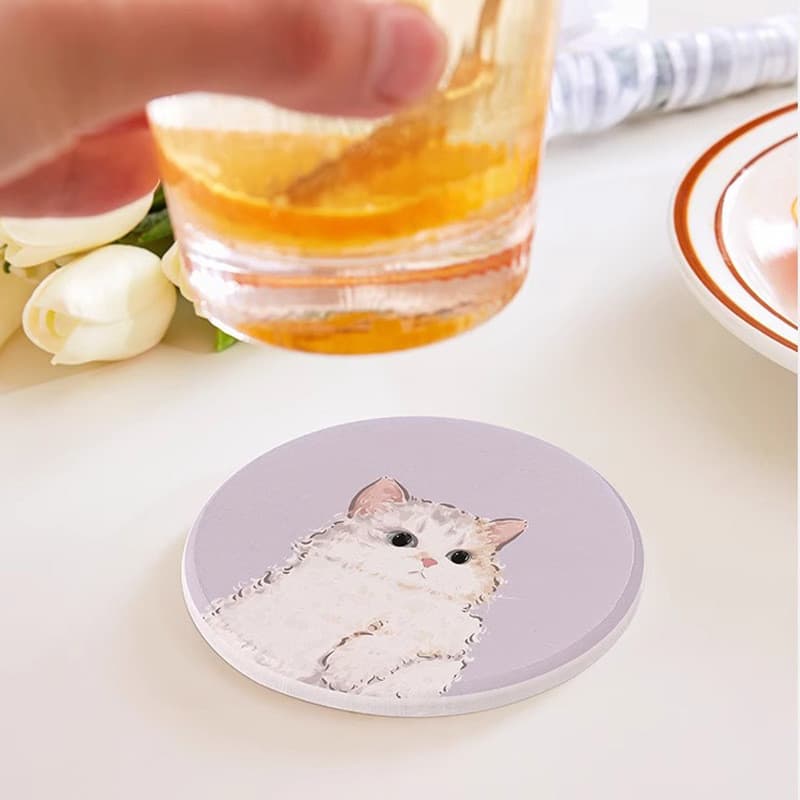 1 PC ถ้วยแมว Coaster การ์ตูนน่ารัก Anti Scalding ความร้อนฉนวนกันความร้อนบนโต๊ะอาหาร Decor Table Decor รูปที่ 8
