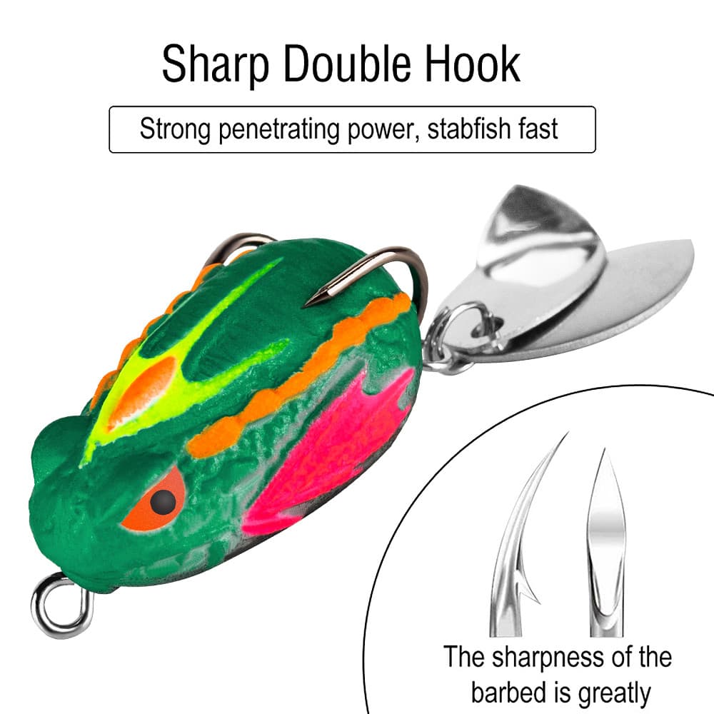 สีสัน Joker Frog Lure 3 ซม./4g เหยื่อพลาสติกอ่อน Dual Bright Sequins และตะขอคู่ประดิษฐ์ Ray กบ Lure น้ําด้านบนสําหรับ Bass Snakehead รูปที่ 5