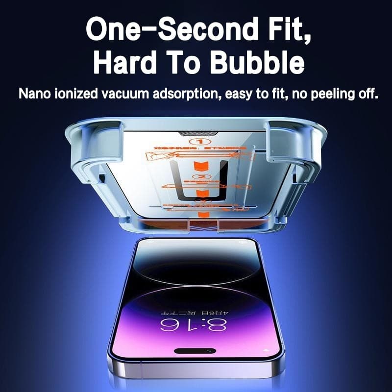 ทำความสะอาดฝุ่นโดยอัตโนมัติ ฟิล์มกระจก iphone สำหรับ17 16 11 15 14promax ติดง่าย แบบเต็มจอ HD 13/12/15plus/8/7plus/XR รูปที่ 4