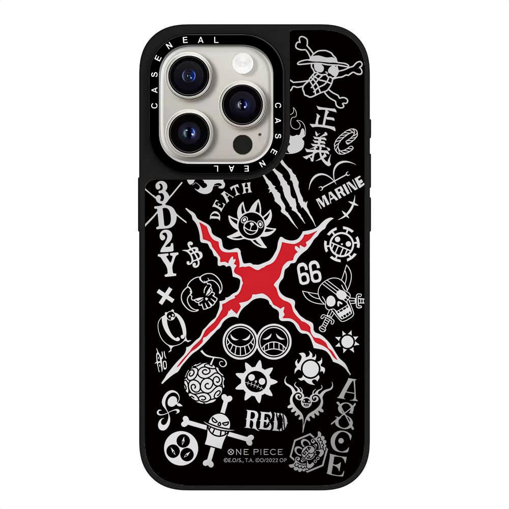 CASENEAL Graffiti อะนิเมะ One Piece กระจกเคสโทรศัพท์สําหรับ iPhone 16 Pro Max 15 Plus 14 ProMax 13 12Pro 11 โทรศัพท์กันกระแทกขอบนุ่มฮาร์ดป้องกันกรณี รูปที่ 4