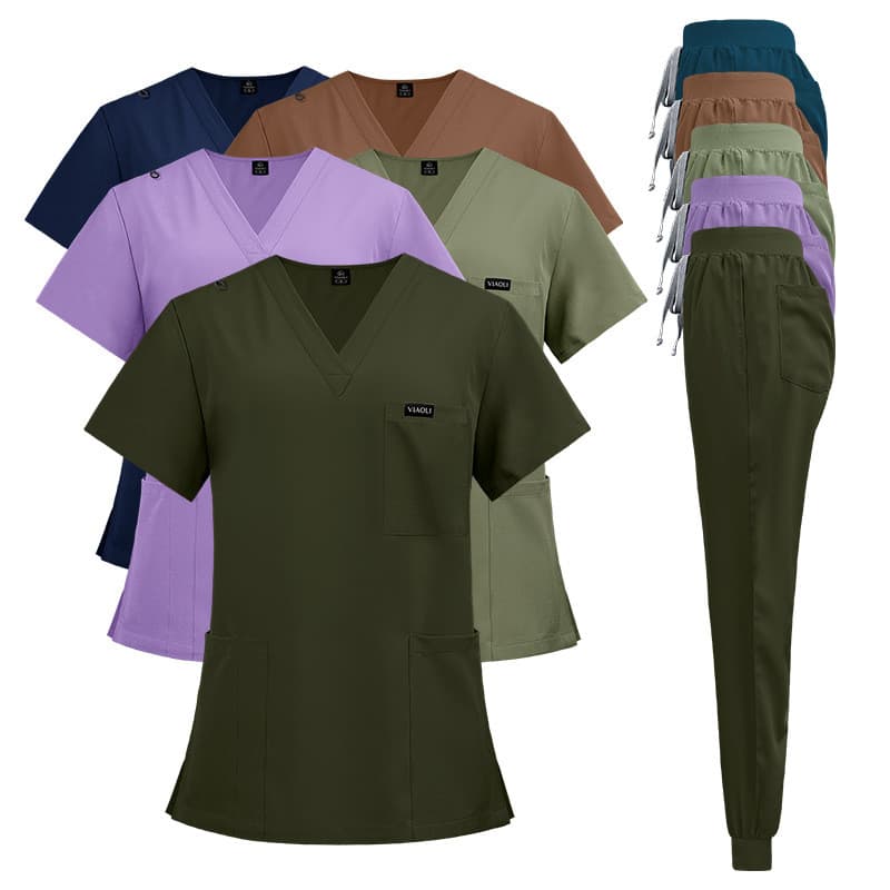 Niaahinn เสื้อ + กางเกงNew Scrub ชุดแฟชั่น Unisex ผู้ชายและผู้หญิง Quick-Drying พยาบาลหมอสัตว์เลี้ยงโรงพยาบาลเสื้อผ้าทํางาน รูปที่ 1