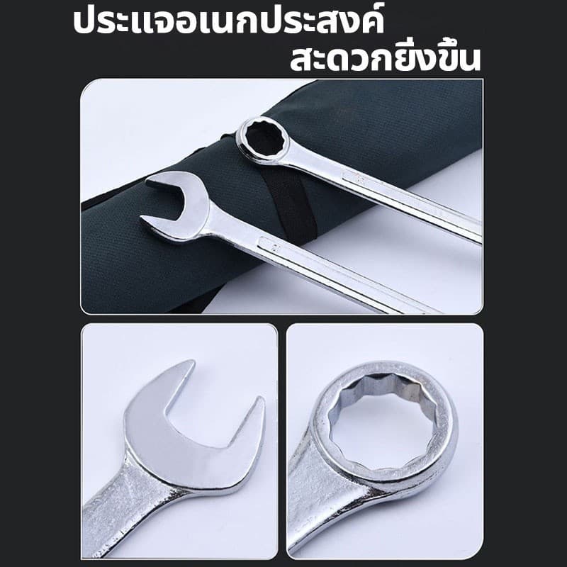 ชุดประแจ 8 PCS เบอร์ 8-24 มิล ทำจากเหล็กโครมวานาเดียม ประแจรวม เบอร์ใหญ่ ชุดประแจรวม ประแจปอนด์ รูปที่ 3