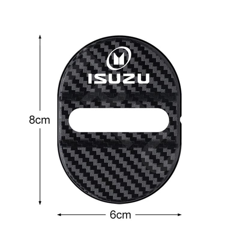 1/4 ชิ้น ISUZU คาร์บอนไฟเบอร์รถประตูล็อคป้องกันประตูล็อค Anti Scratch อุปกรณ์เสริมสําหรับ ISUZU Panther Elf Traga Dmax Mux Trooper MU7 Crosswind Panther Sportivo รูปที่ 3