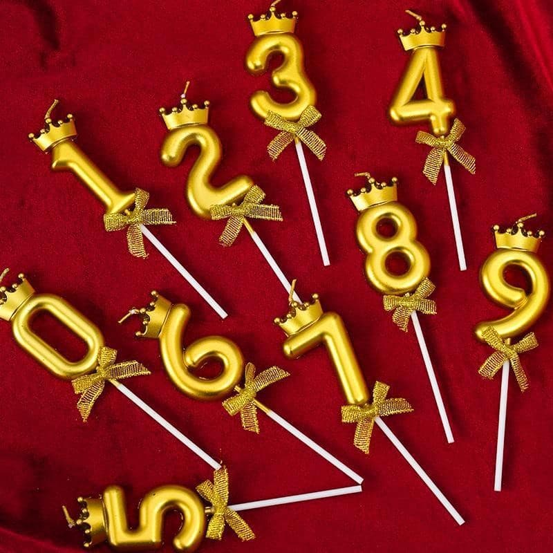 12แท่ง ขายส่ง! จัดส่งเร็วสุด! เทียนวันเกิดมงกุฎโบว์ ตัวเลข 0-9 สีทองแชมเปญ ราคาส่งเริ่มต้น 1 ชิ้น รูปที่ 4