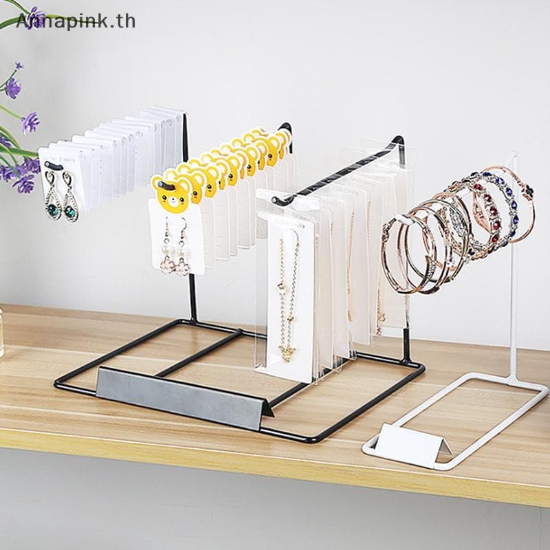 Annapink.th ชั้นวางเครื่องประดับเหล็กในครัวเรือนเดสก์ท็อปตกแต่งต่างหูสร้อยคอ Storage Headrope String ชั้นวางจัดระเบียบ EN รูปที่ 1
