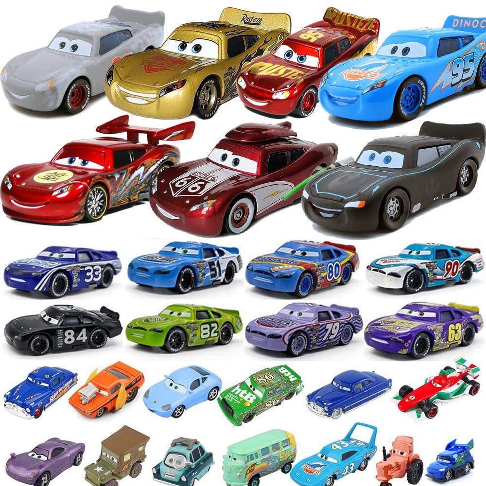 Disney Pixar Cars ของเล่น Lightning McQueen Mater Jackson Storm Sally Ramone 1:55 โลหะผสมDiecast Gliding รถเด็กของขวัญคอลเลกชัน รูปที่ 1