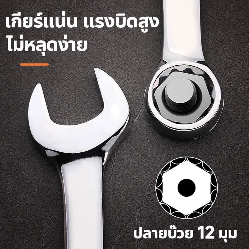 ชุดประแจ 8 PCS เบอร์ 8-24 มิล ทำจากเหล็กโครมวานาเดียม ประแจรวม เบอร์ใหญ่ ชุดประแจรวม ประแจปอนด์ รูปที่ 6