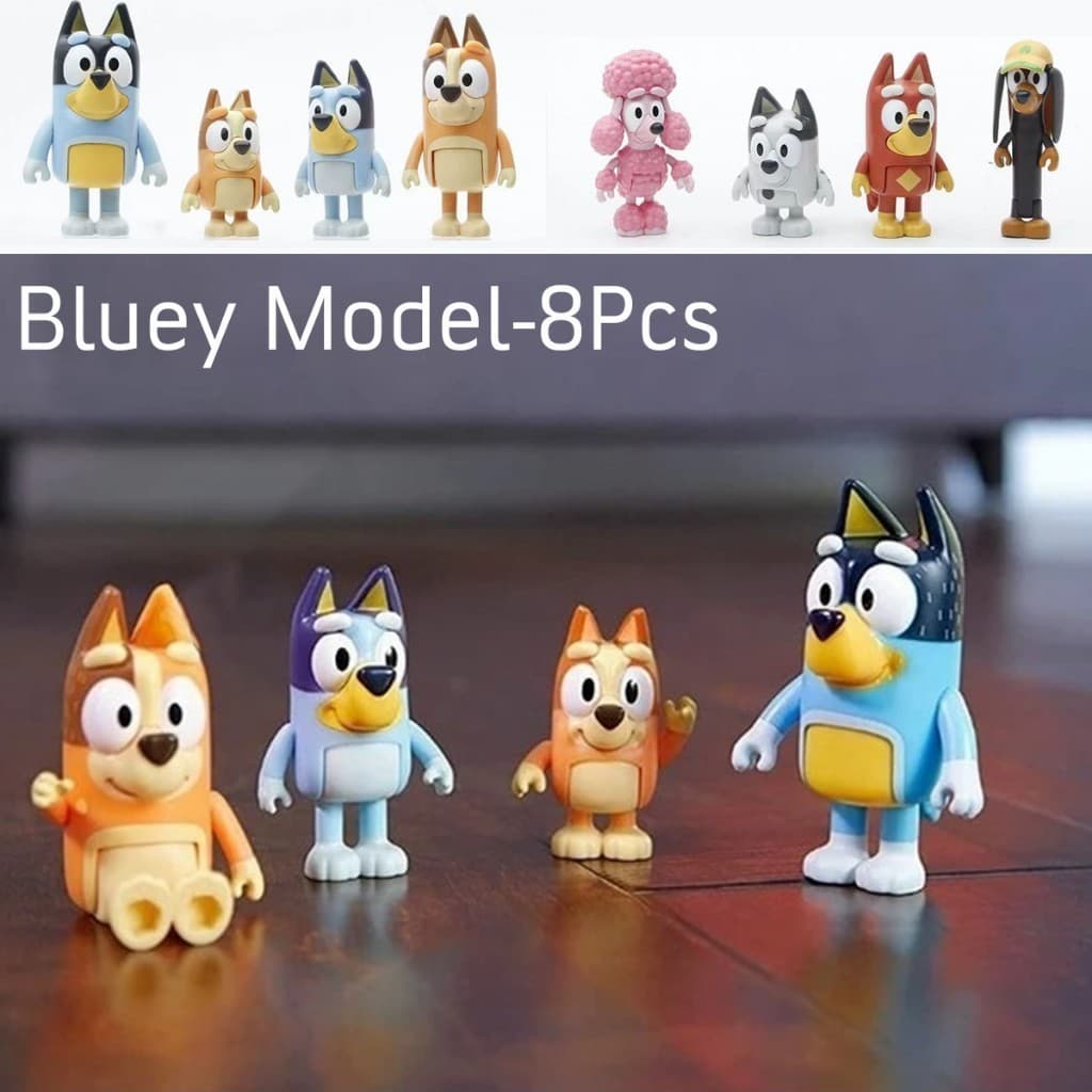 จัดส่งใน24ซม.ชุด8ตัว ครอบครัว Bluey ของเล่นฟิกเกอร์ PVC ของเล่นbluey toys โมเดล รูปที่ 6