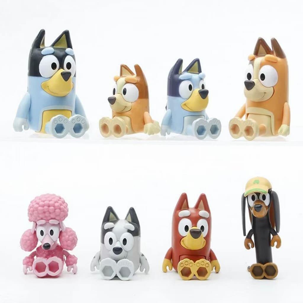 จัดส่งใน24ซม.ชุด8ตัว ครอบครัว Bluey ของเล่นฟิกเกอร์ PVC ของเล่นbluey toys โมเดล รูปที่ 9