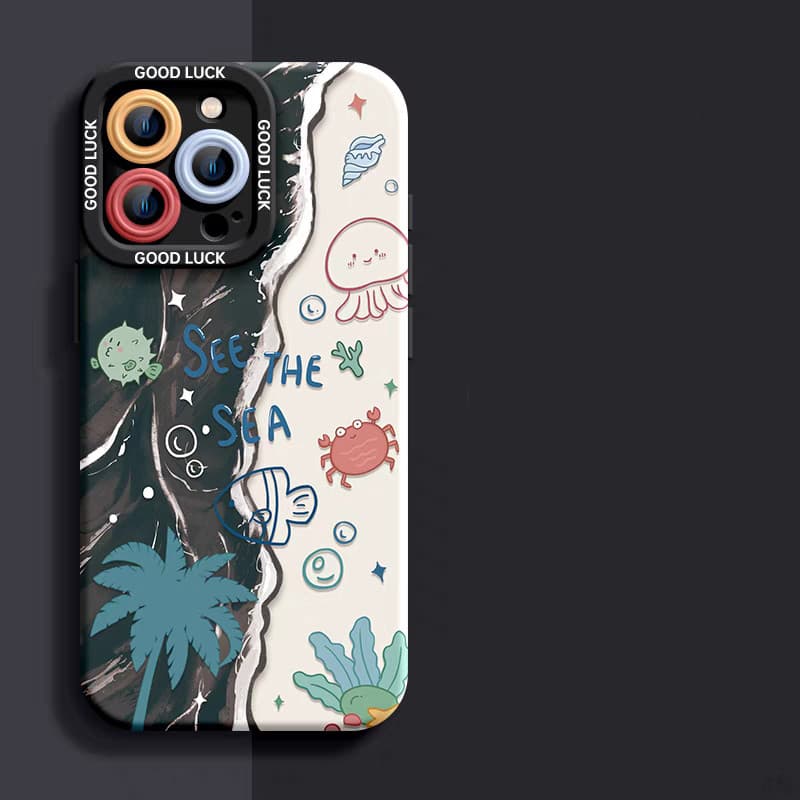 เคสไอโฟน13 สำหรับ iPhone 11 15 13 16 12 14 Pro Max 8 7 14 16 15 Plus XR XS X Max SE 2020 สร้อยข้อมือปลาทะเลสดใหม่แฟชั่น รูปที่ 6