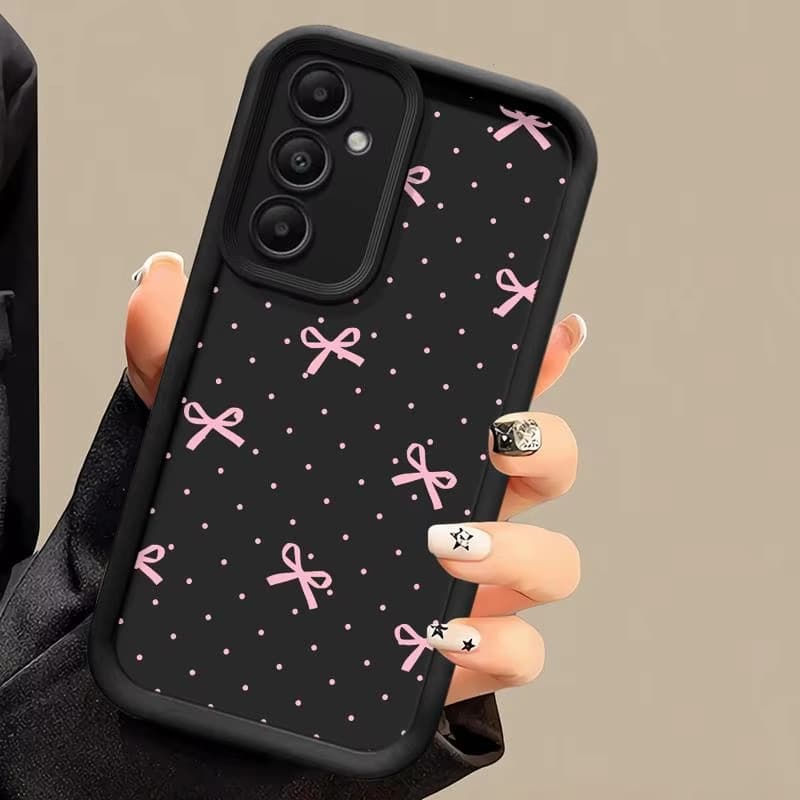 เคส For Samsung A06 A16 A54 A55 A05 A05S A15 A35 A53 A52 A12 A56 A32 A13 A14 A36 A26 เคสซิลิโคนอ่อนนุ่ม ลายโบว์สีชมพู รูปที่ 5