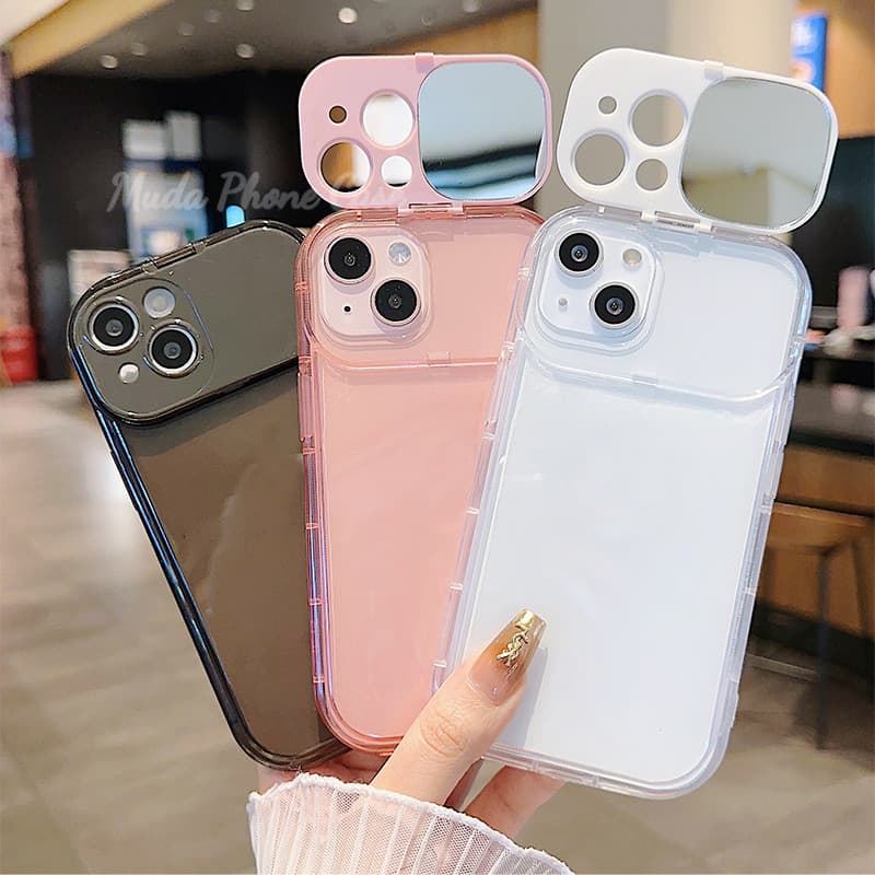 เคสมือถือDIYกระจกแต่งหน้า พับเก็บได้ กรณีน่ารัก case for iPhone 16ProMax 15PLUS/14/13/12 Pro /11 /XS Max/XR/X|8/7 Plus รูปที่ 1