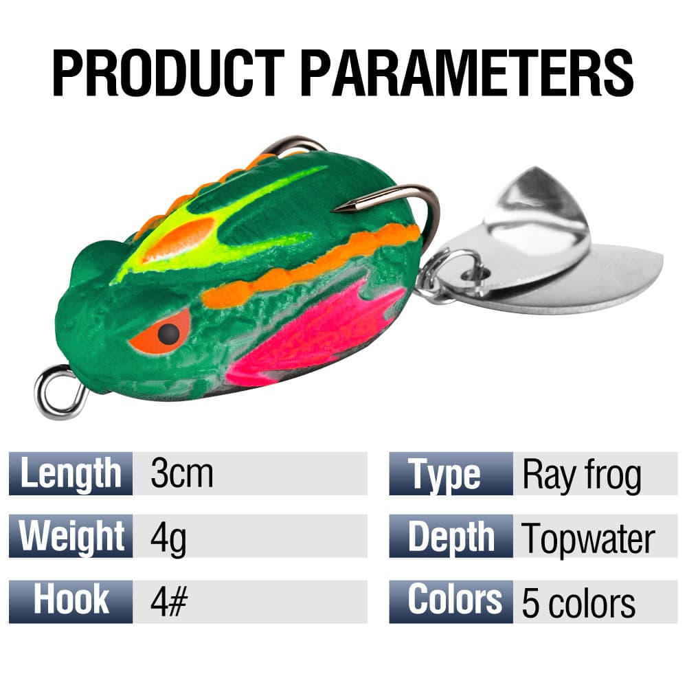 สีสัน Joker Frog Lure 3 ซม./4g เหยื่อพลาสติกอ่อน Dual Bright Sequins และตะขอคู่ประดิษฐ์ Ray กบ Lure น้ําด้านบนสําหรับ Bass Snakehead รูปที่ 3