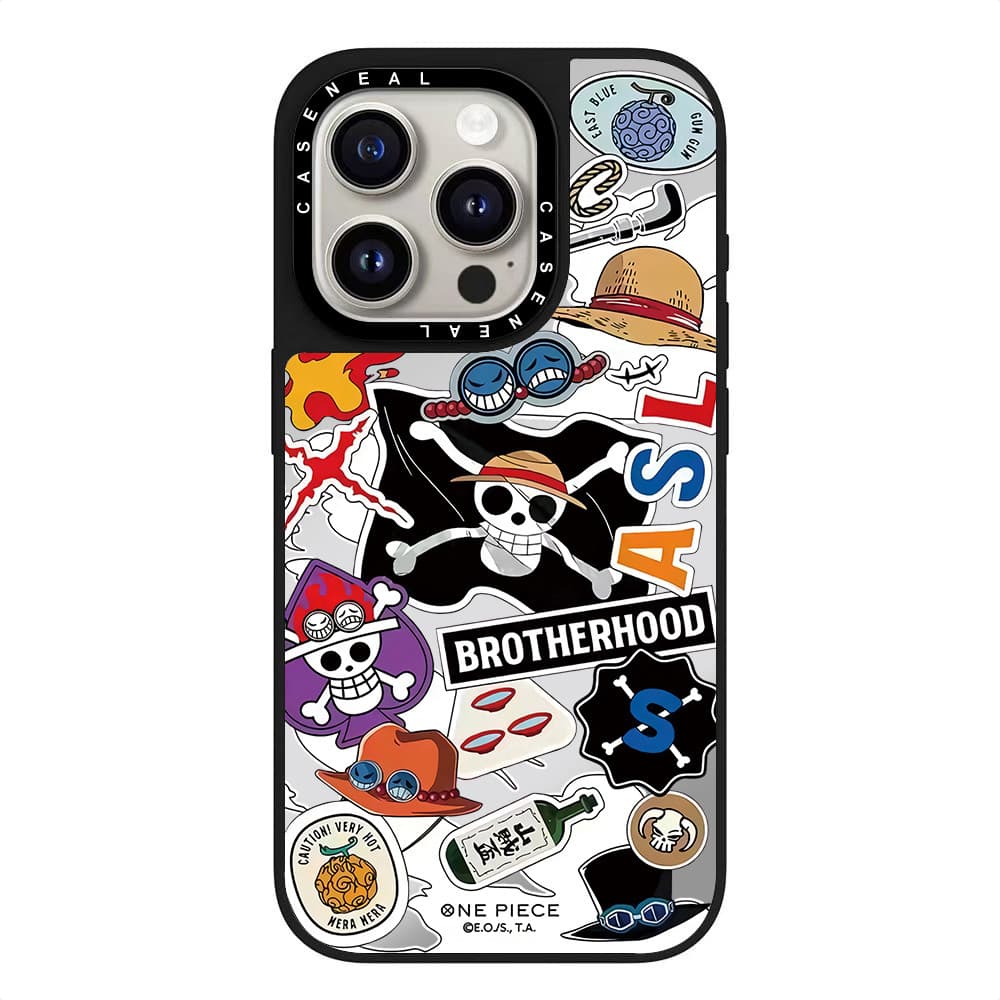CASENEAL Graffiti อะนิเมะ One Piece กระจกเคสโทรศัพท์สําหรับ iPhone 16 Pro Max 15 Plus 14 ProMax 13 12Pro 11 โทรศัพท์กันกระแทกขอบนุ่มฮาร์ดป้องกันกรณี รูปที่ 2