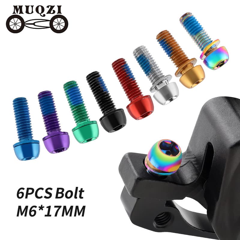Muqzi 6 ชิ้น M6x17 มิลลิเมตรดิสก์เบรก Caliper Bolts จักรยาน Stem Bolt MTB Crank Arm สกรูเครื่องซักผ้าชิ้นส่วนจักรยาน รูปที่ 1