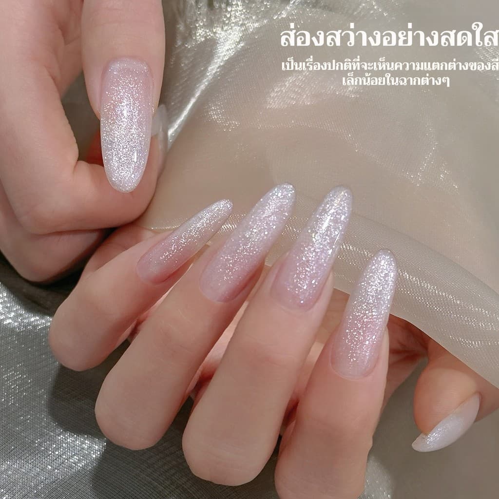 MORDDA ยาทาเล็บเจลกลิตเตอร์สีเงินยอดนิยมใหม่ เงางามเป็นพิเศษ เหมาะสำหรับร้านทำเล็บและงาน DIY รูปที่ 4
