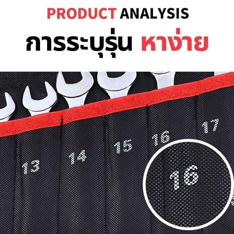 ชุดประแจ 8 PCS เบอร์ 8-24 มิล ทำจากเหล็กโครมวานาเดียม ประแจรวม เบอร์ใหญ่ ชุดประแจรวม ประแจปอนด์ รูปที่ 5