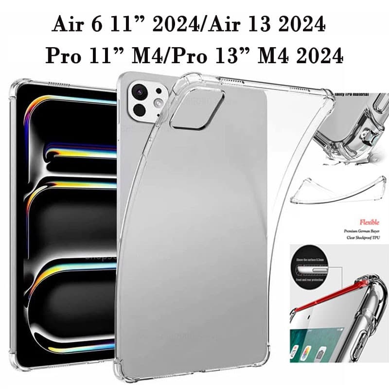 เคสใส กันกระแทก สำหรับ iPad 2/3Air 4/5/6 9.7 Pro 11 M4 2024 Gen 7/8/9/10 10.2/10.5 10.9 Mini 1/2/3/4/5/6 มีช่องใส่ปากกา รูปที่ 3