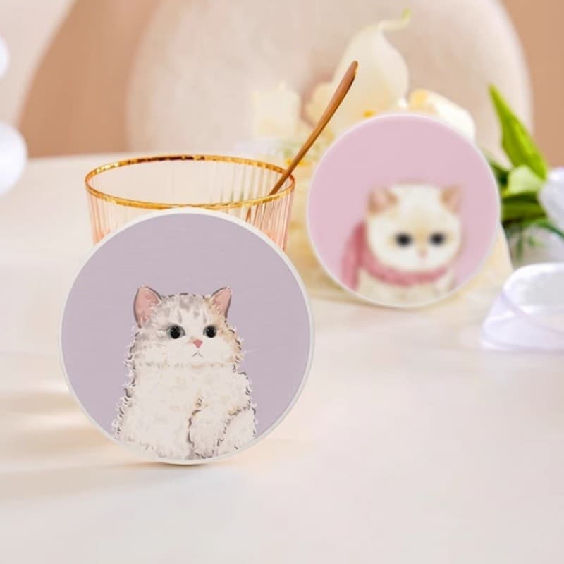 1 PC ถ้วยแมว Coaster การ์ตูนน่ารัก Anti Scalding ความร้อนฉนวนกันความร้อนบนโต๊ะอาหาร Decor Table Decor รูปที่ 6