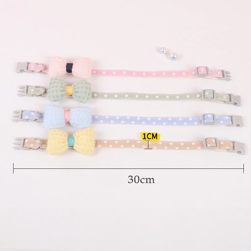 4 สี ปลอกคอแมว สไตล์ญี่ปุ่น ปลอกคอโบว์ Pet Collar ป้องกันการสูญหาย CW113 รูปที่ 7