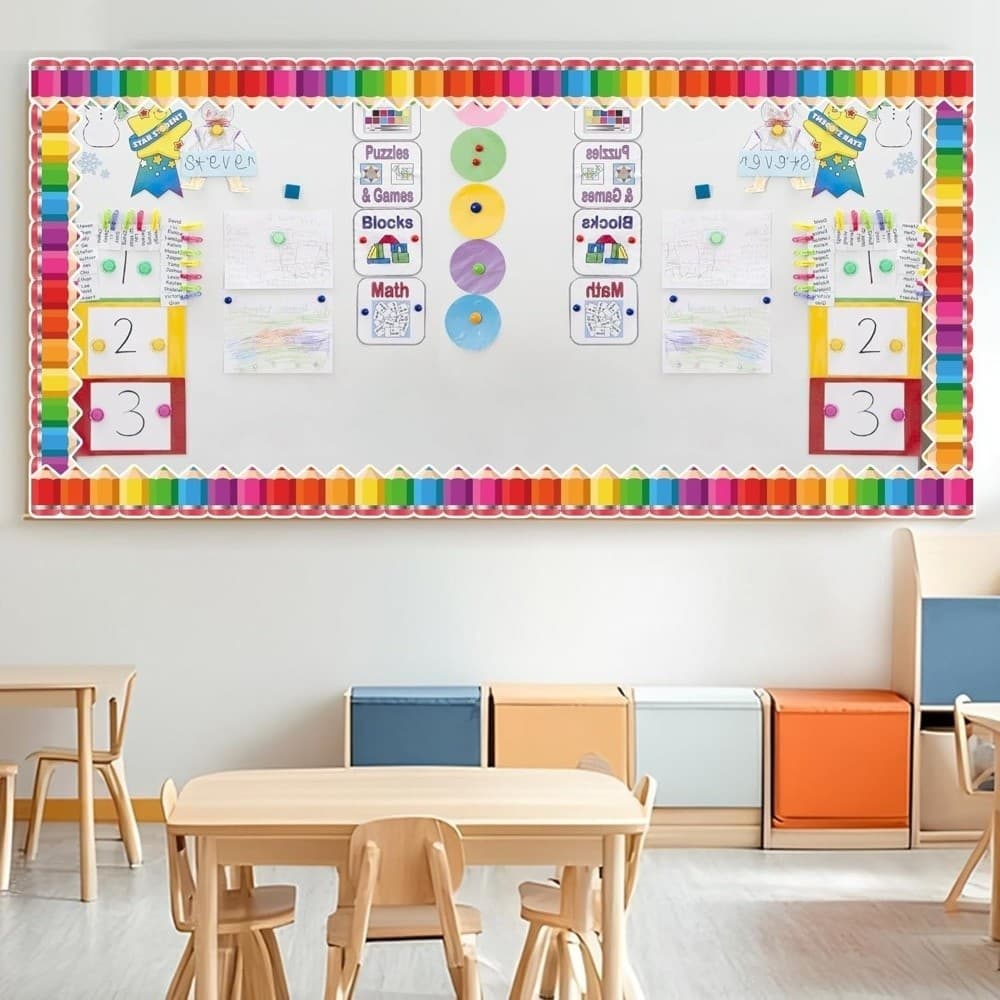 DORAEZY กระดานดํา Bulletin Board Border, Self กาวกระดาษขอบ, DIY 7 ซม.Border ห้องเรียนตกแต่งงานฝีมือทําด้วยมือ รูปที่ 8