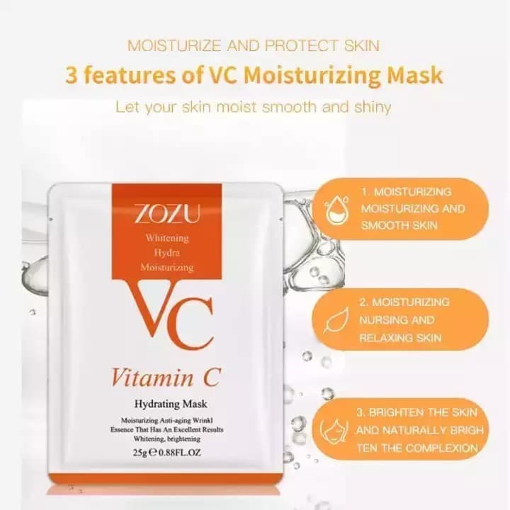 HOT มาร์คหน้า วิตามิน VC Mask มาส์กวิตามินซี หน้าขาวกระจ่างสดใส หน้าเนียนนุ่มชุ่มชื้น ปรับผิวให้ขาวมากยิ่งขึ้น รูปที่ 3