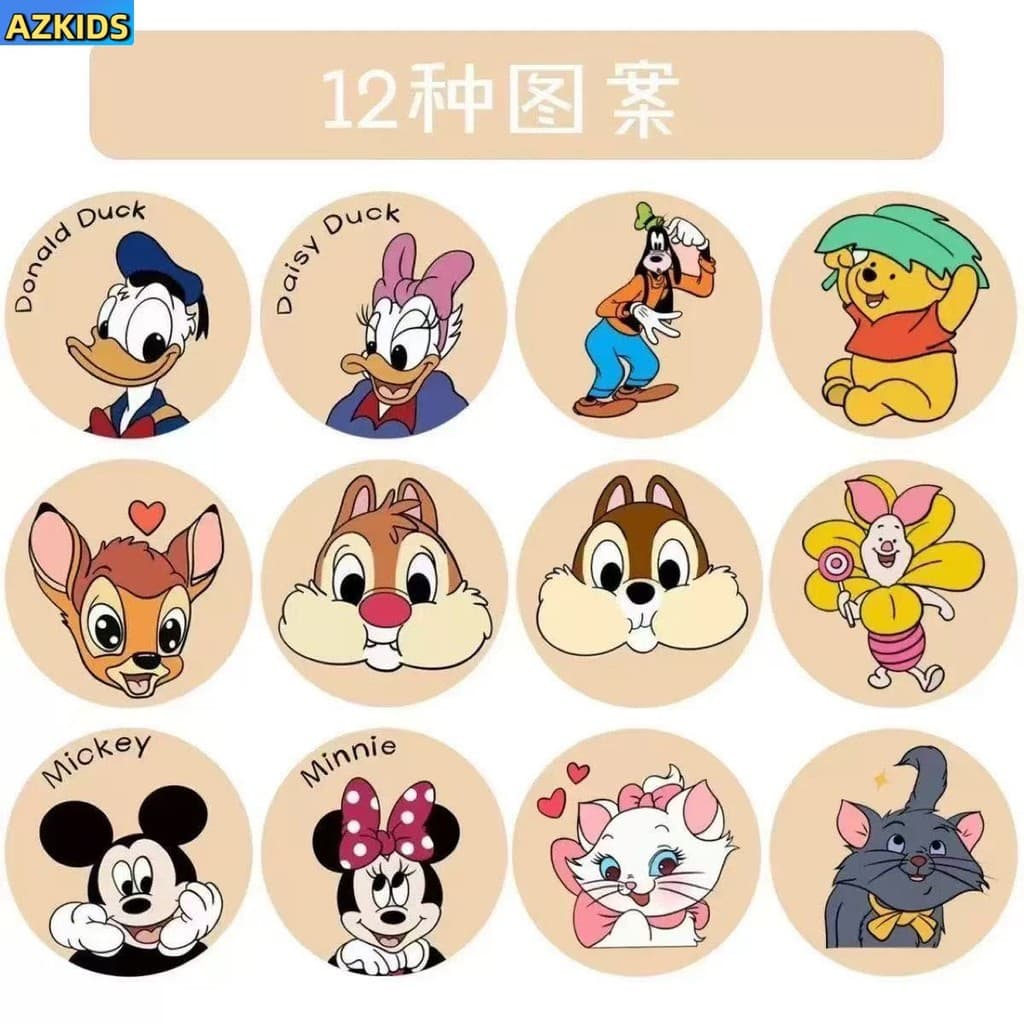 Disney Mickey Minnie Roll Stickers สติ๊กเกอร์ตกแต่งคู่มือเด็ก สติ๊กเกอร์ปิดผนึกรางวัล รูปที่ 2