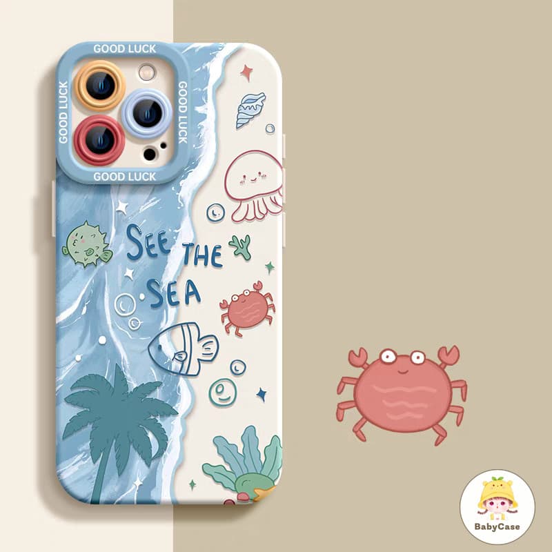 เคสไอโฟน13 สำหรับ iPhone 11 15 13 16 12 14 Pro Max 8 7 14 16 15 Plus XR XS X Max SE 2020 สร้อยข้อมือปลาทะเลสดใหม่แฟชั่น รูปที่ 3