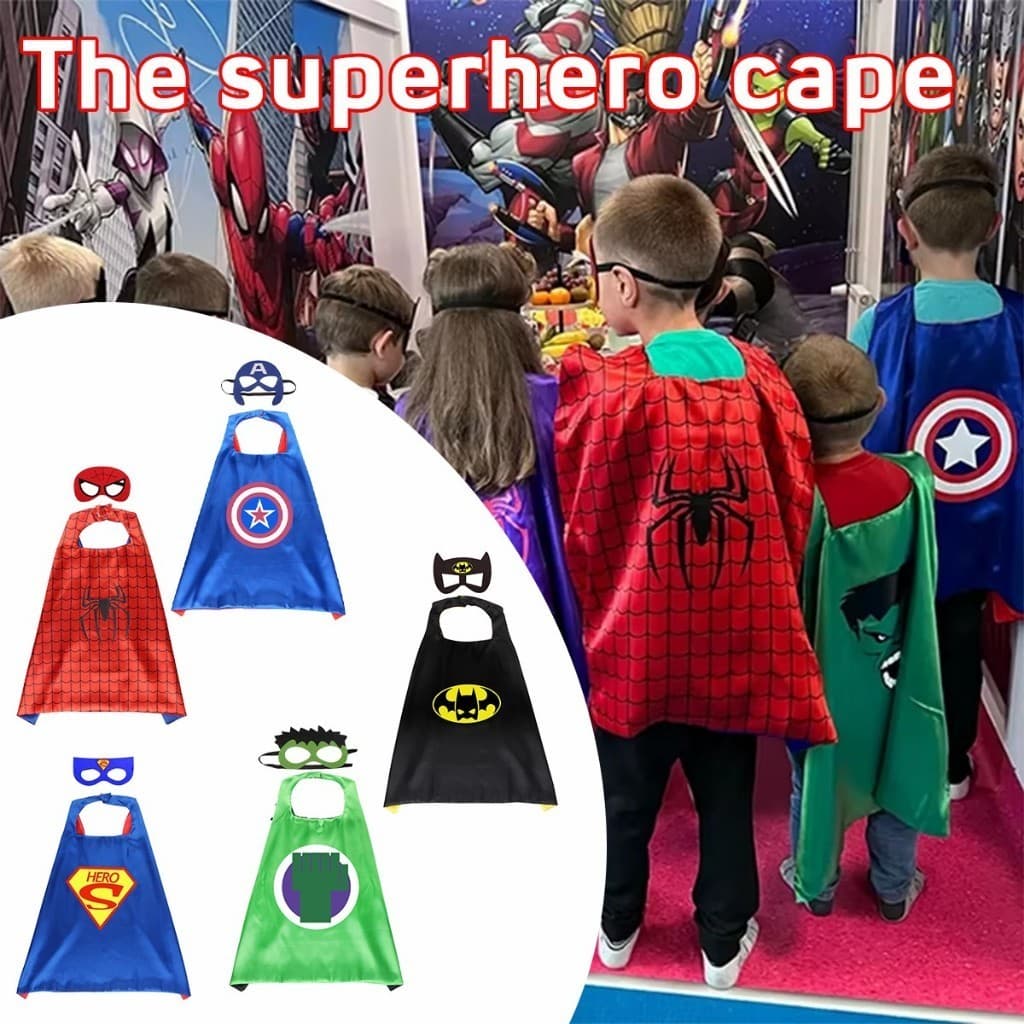 เสื้อคลุม superhero ชุดคอสเพลย์ฮีโร่สำหรับเด็ก 70*70ซม.แถมหน้ากาก ผ้าคลุมไหล่ รูปที่ 4