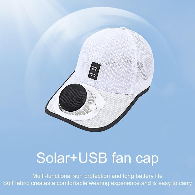 หมวกพัดลมพลังงานแสงอาทิตย์สำหรับฤดูร้อน ชาร์จอุปกรณ์ด้วย USB ป้องกัน UV ระบายอากาศได้ดี เหมาะสำหรับกิจกรรมกลางแจ้งและขี่จักรยาน รูปที่ 8