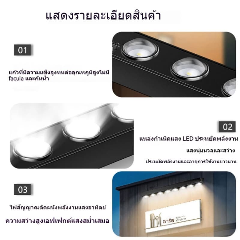 นํา โคมไฟติดผนังพลังงานแสงอาทิตย์กลางแจ้งกันน้ําสวิตช์อัตโนมัติตกแต่งสวนพลังงานแสงอาทิตย์ป้ายแสงประตูระเบียงรั้ว แสงสว่าง รูปที่ 7