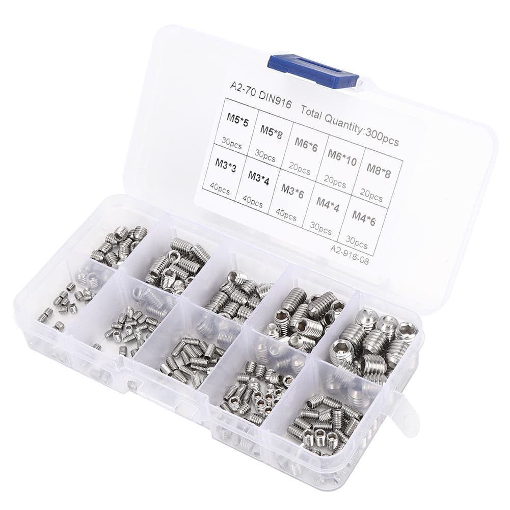 300 ชิ้นชุดชุด M3/M4 M5 M6 M8 Hex Socket Grub สกรู รูปที่ 6