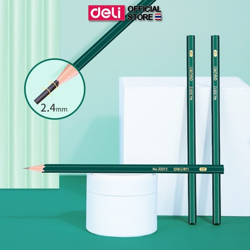 Deli ดินสอไม้ ดินสอ HB และ 2B ดินสอดำ ยกโหล ใช้ทำข้อสอบ ดินสอเขียว Pencils รูปที่ 6